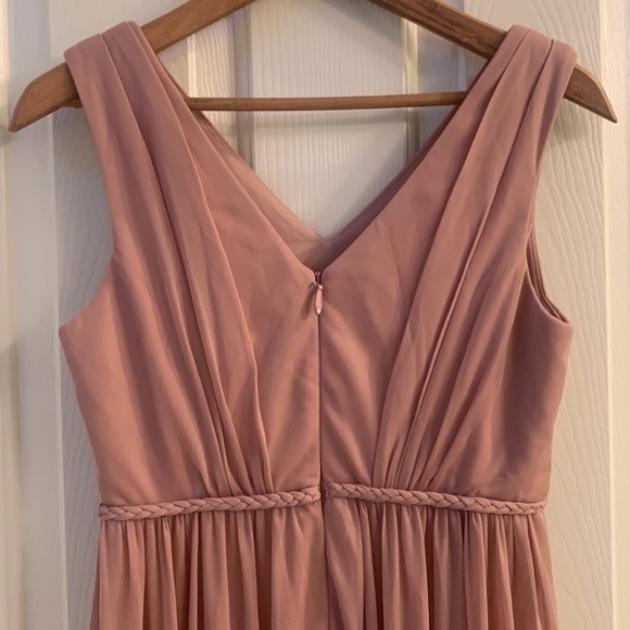 Azazie bridesmaids chiffon evening formal dress pink mauve blush Junior 16/XS - Picture 2 of 8